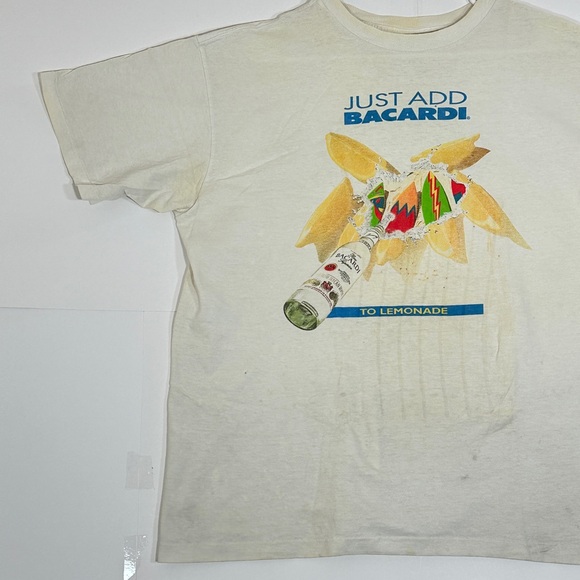 Vintage Just Add Bacardi T-Shirt Men Size XL White Make Waves Promo Shirt 1990s - Picture 5 of 13
